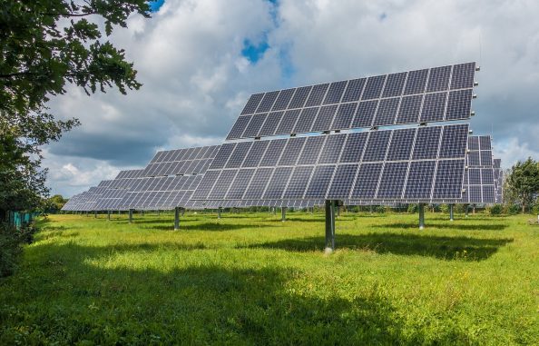 Solarzellen im Freien.