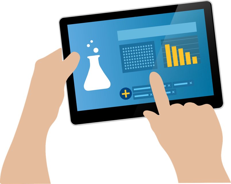 Grafik: Ein Tablet mit labortechnischen Auswertungen.