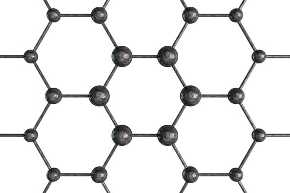 Nanostruktur mit durch Kugeln verbundenen Stäben.